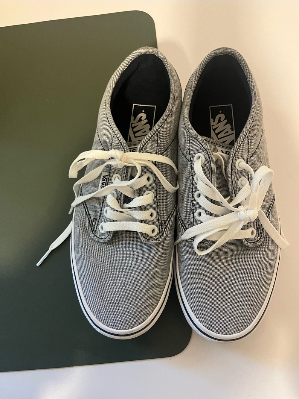 Vans Gray Canvas Low-Top Sneakers with White Laces